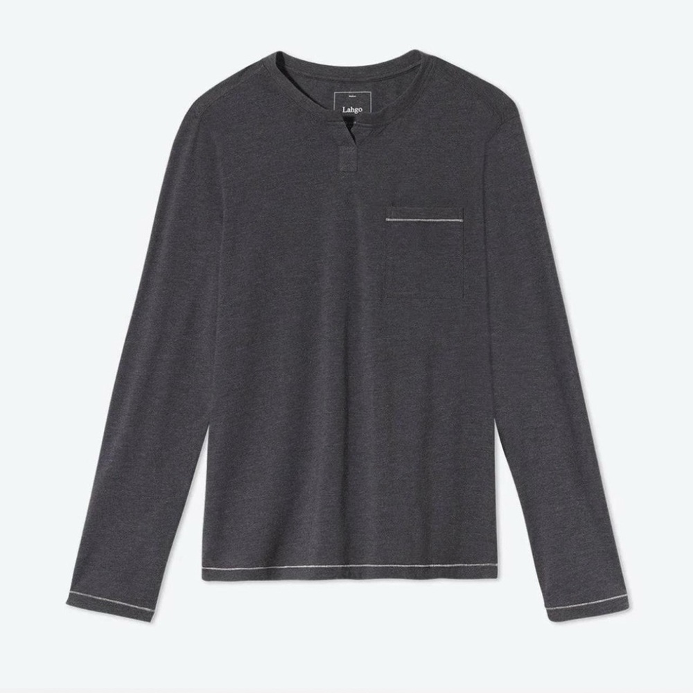 NEW LAHGO by Lunya Restore Long Sleeve Henley GREY